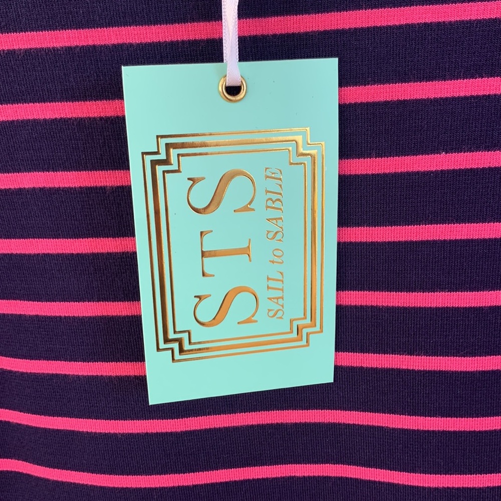 NWT Sail to Sable sz XS navy and pink striped very soft knit dress - Picture 7 of 10